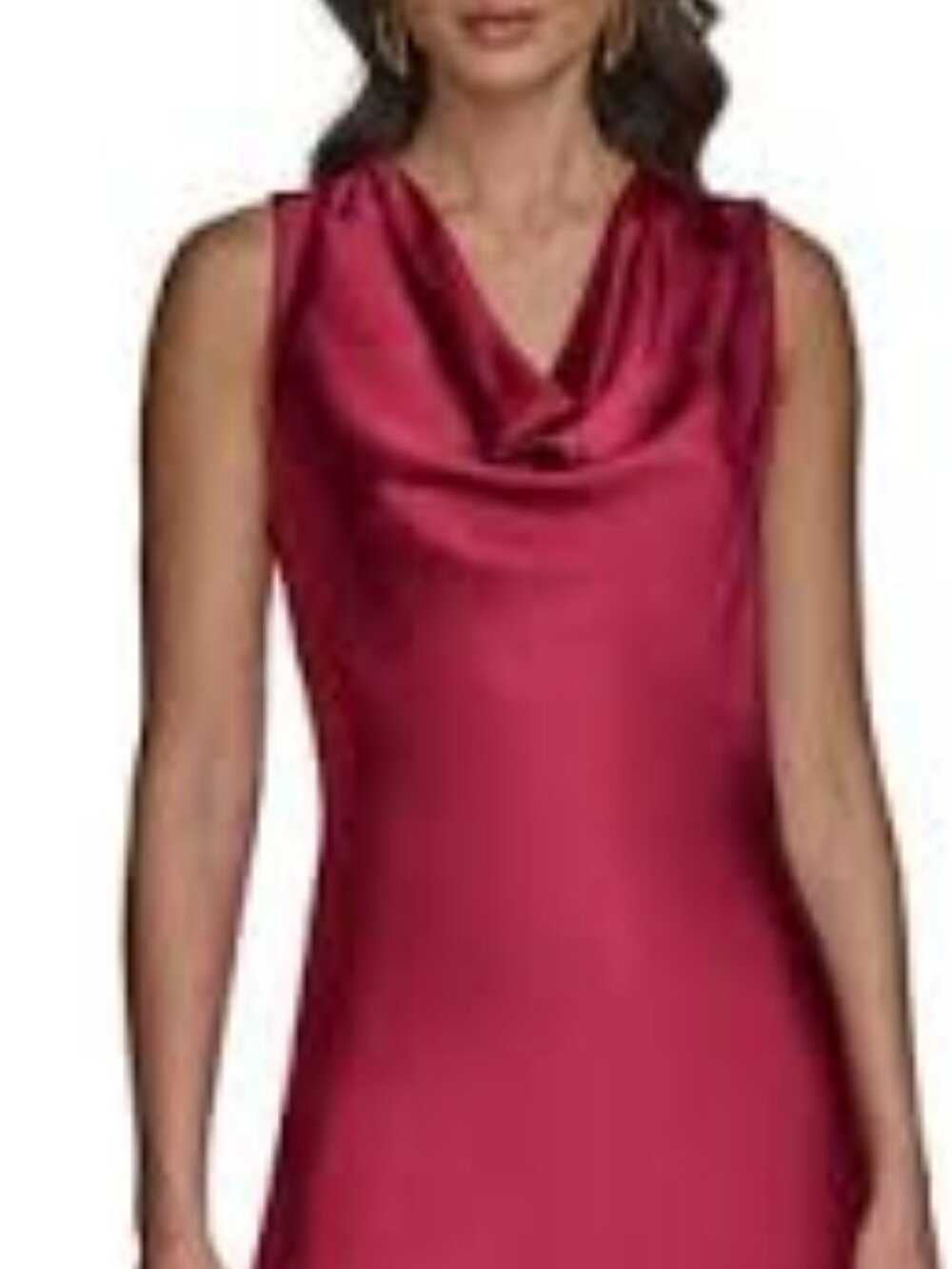 52 - NWT DONNA KARAN COWL NECK SATIN MAXI DRESS - Picture 2 of 8